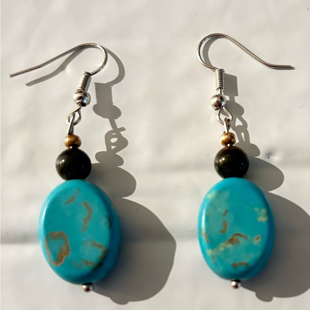 Author Turquoise and Silver Dangle Earrings